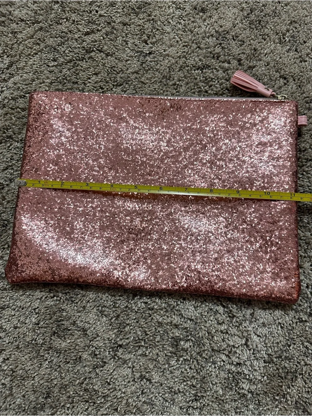 Source Unknown Rose Pink Glitter Zip Clutch